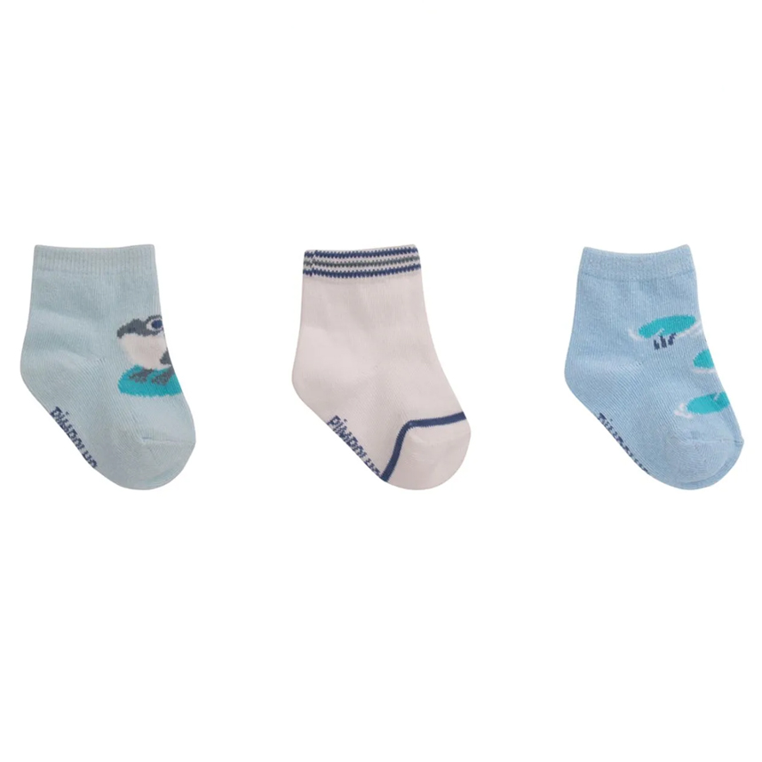 Meia Bebê Pimpolho Menino Kit Com 3 Peças