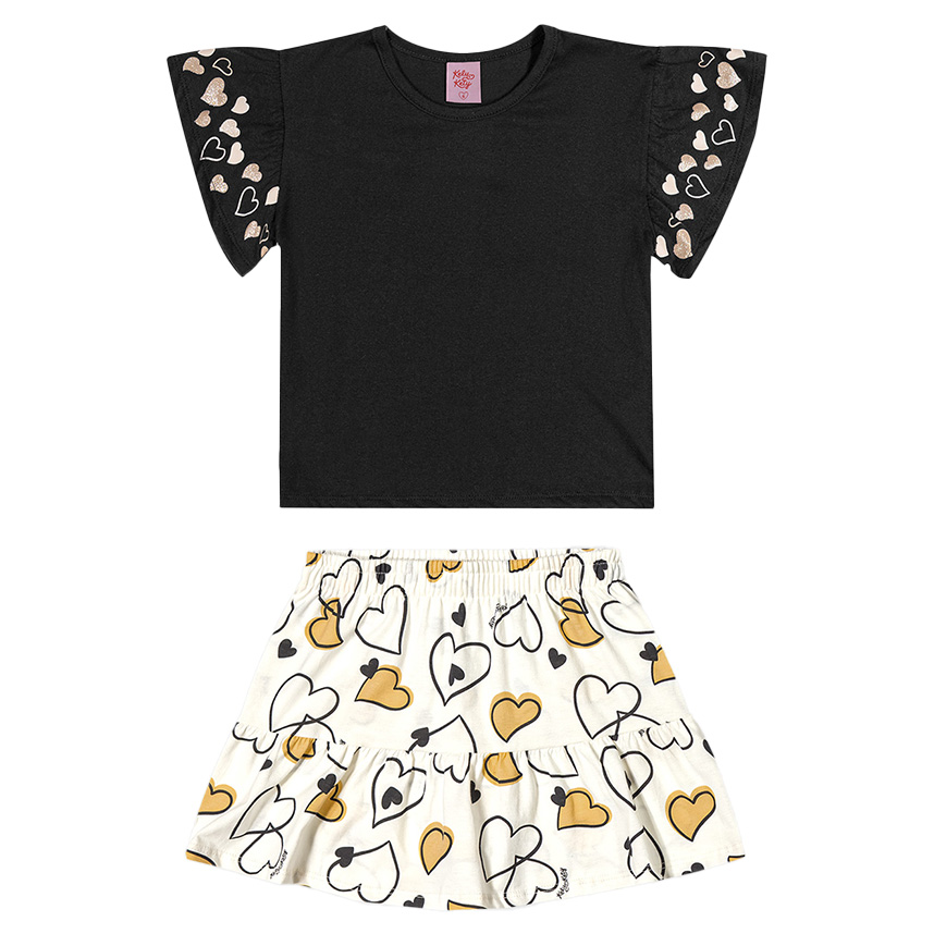 Conjunto Juvenil Kely Kety Blusa E Short Meia Malha