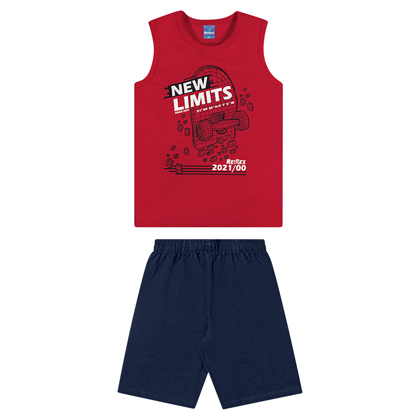 Conjunto Juvenil Reirex Camiseta Regata E Bermuda Moletom