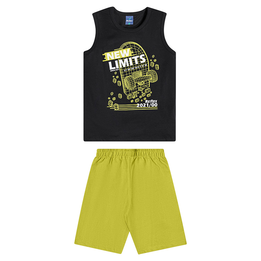 Conjunto Juvenil Reirex Camiseta Regata E Bermuda Moletom