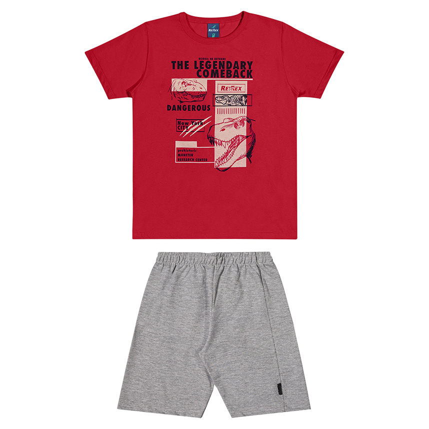 Conjunto Juvenil Reirex Camiseta Estampada E Bermuda