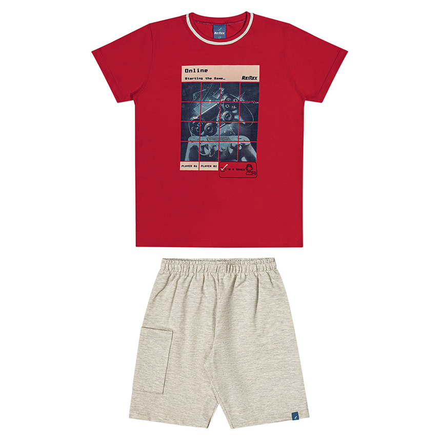 Conjunto Juvenil Reirex Camiseta Estampada E Bermuda