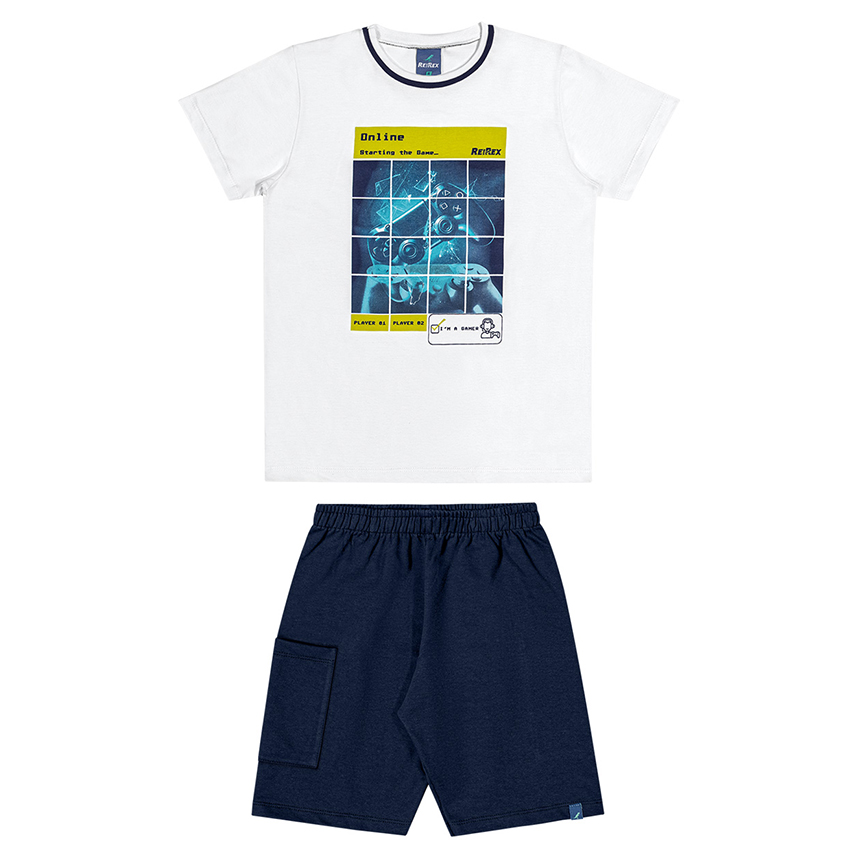 Conjunto Juvenil Reirex Camiseta Estampada E Bermuda