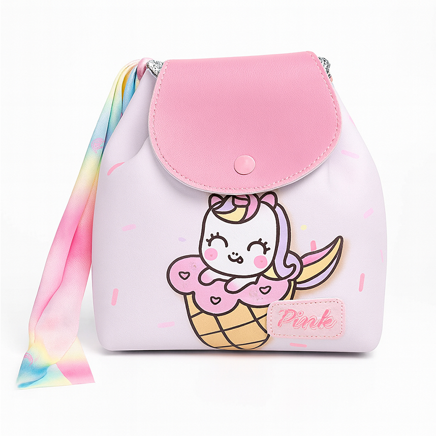 Mochila Infantil Princesa Pink Únicórnio Sorvete