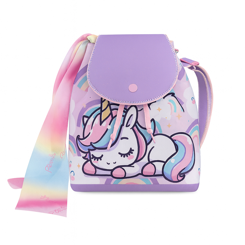 Mochila Infantil Princesa Pink Únicórnio Arco Íris