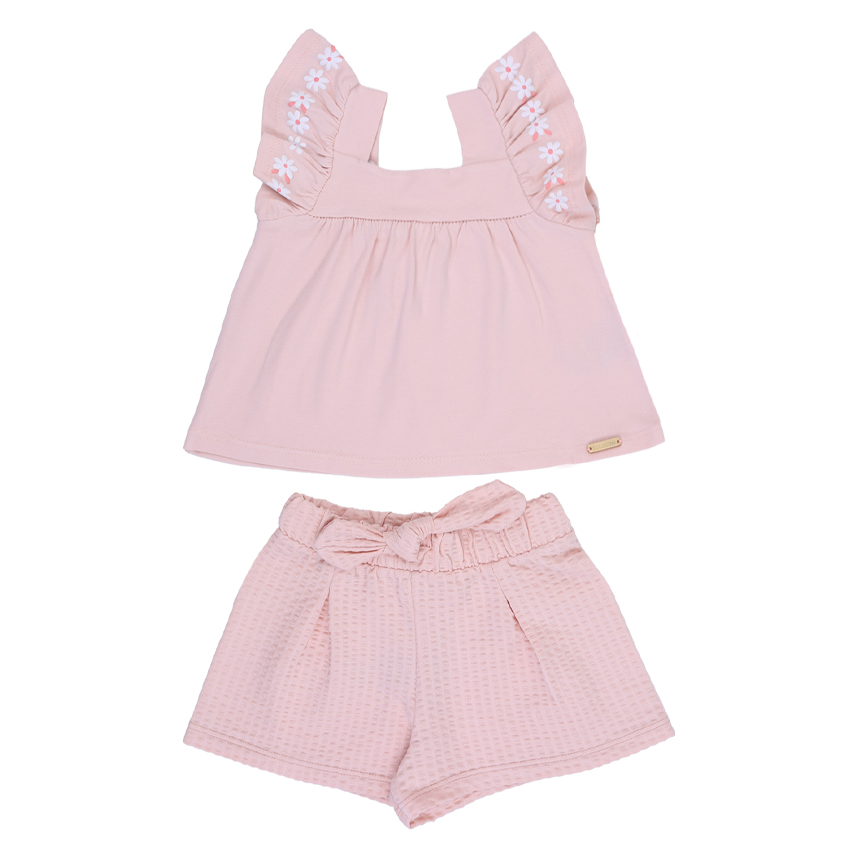 Conjunto Infantil Colorittá Blusa Manga Curta Babado E Short