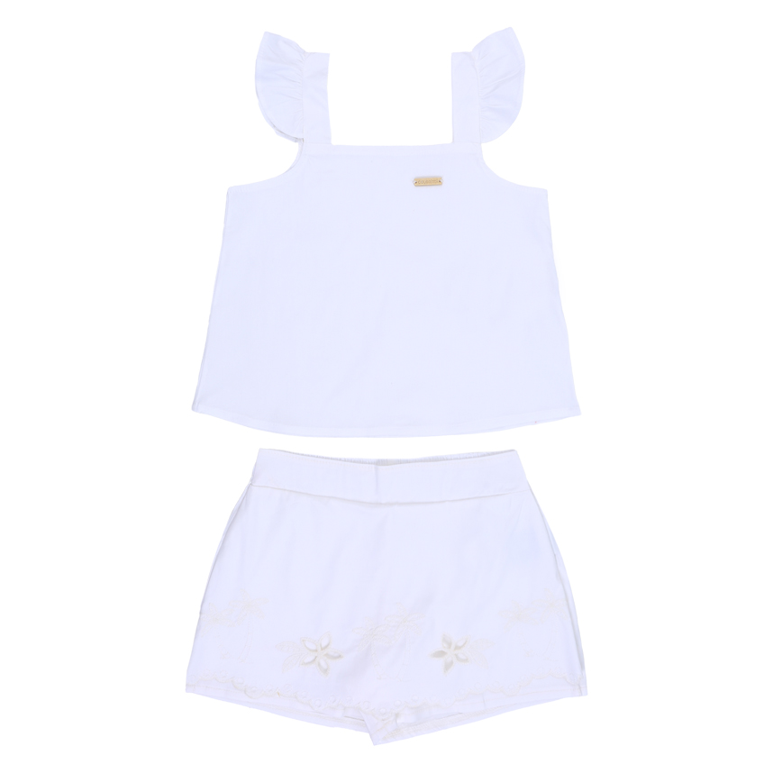 Conjunto Infantil Colorittá Blusa Alcinha Babados E Short Saia