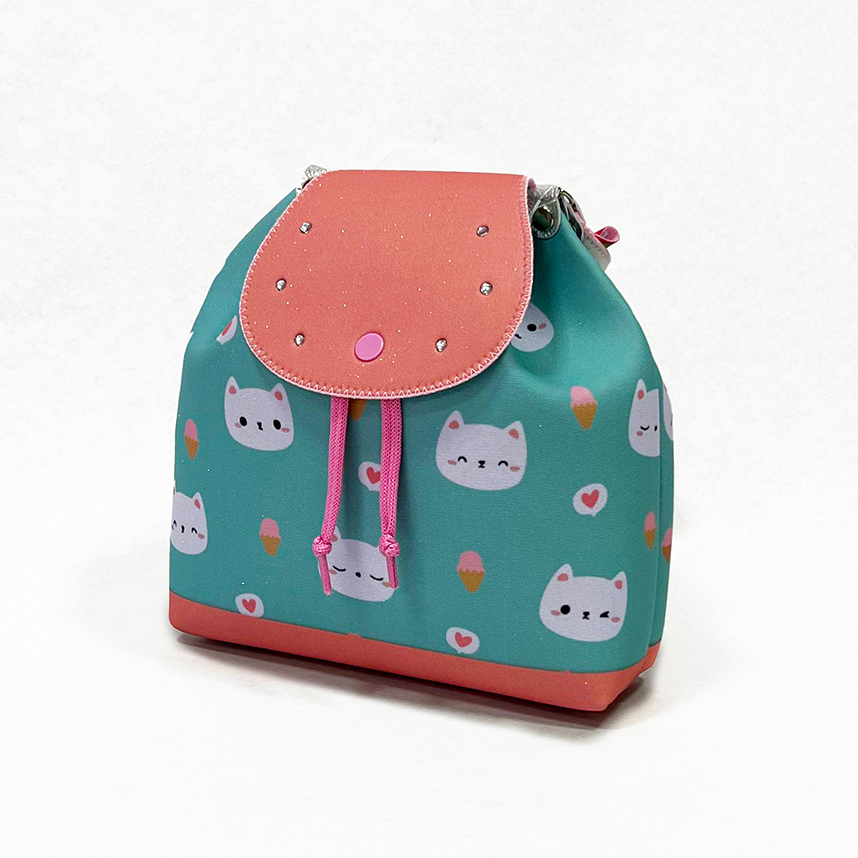 Mochila Infantil Princesa Pink Estampa Gatinho Strass