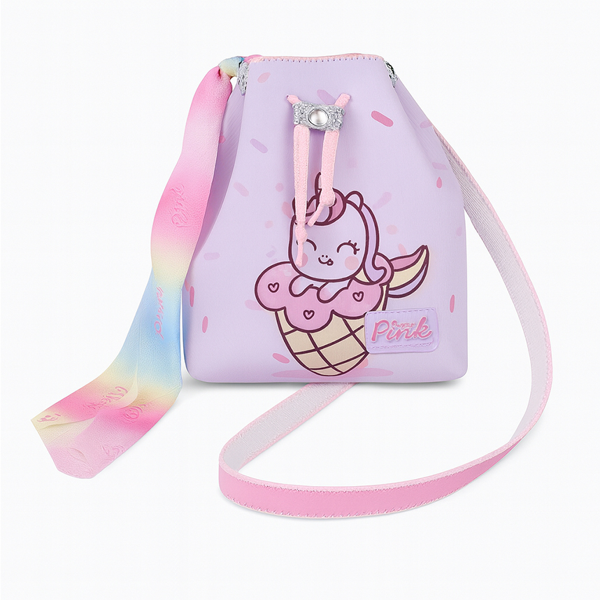 Mochila Infantil Princesa Pink Bucket Únicórnio Sorvete