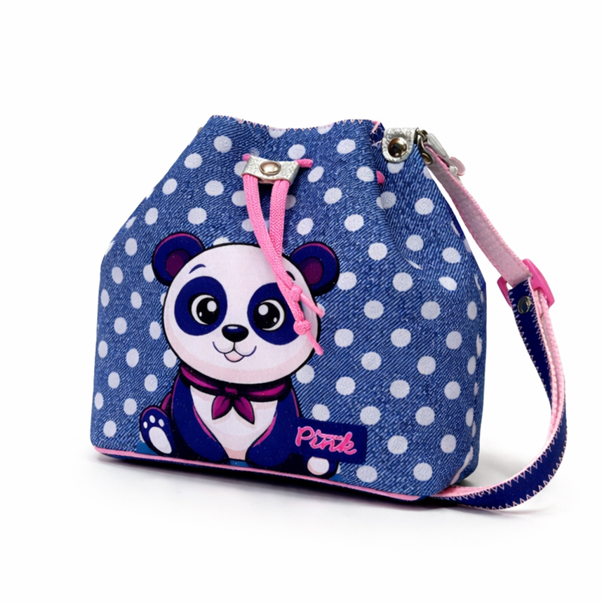 Bolsa Infantil Princesa Pink Estampa Panda Poá