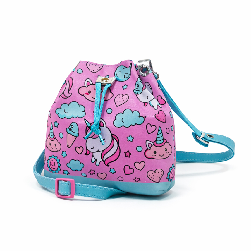 Bolsa Infantil Princesa Pink Bucket Estampa Unicórnio