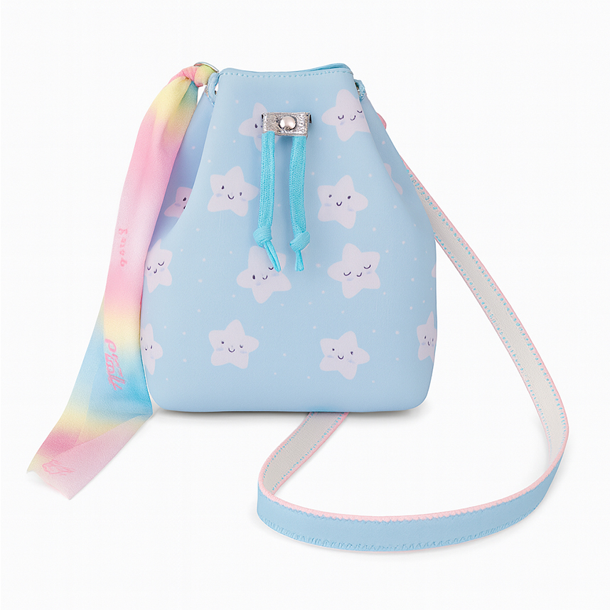 Bolsa Infantil Bucket Princesa Pink Pelúcia Estampa Estrela