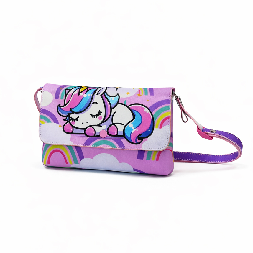 Bolsa Infantil Princesa Pink Unicórnio Arco Íris