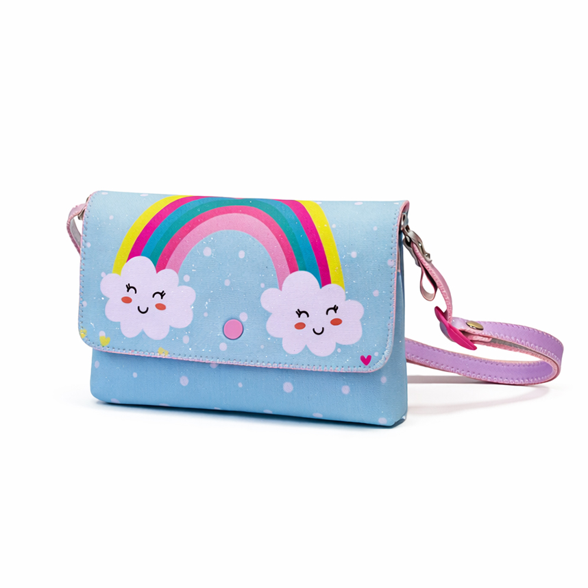 Bolsa Infantil Bucket Princesa Pink Estampa Arco Íris