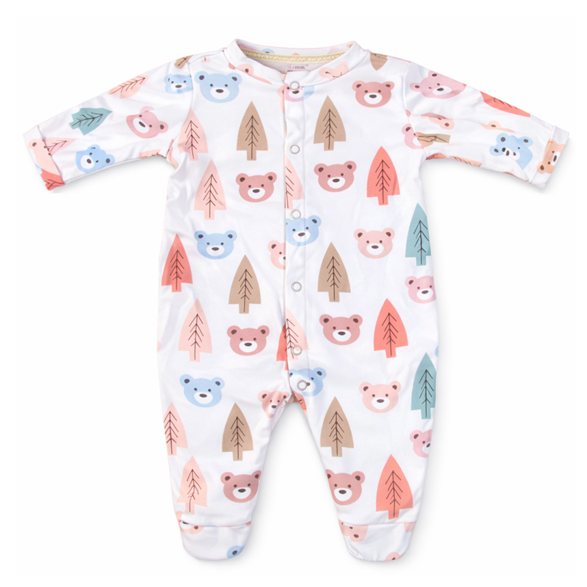 Macacão Longo Bebê Smoby Menina Estampa Urso E Árvores