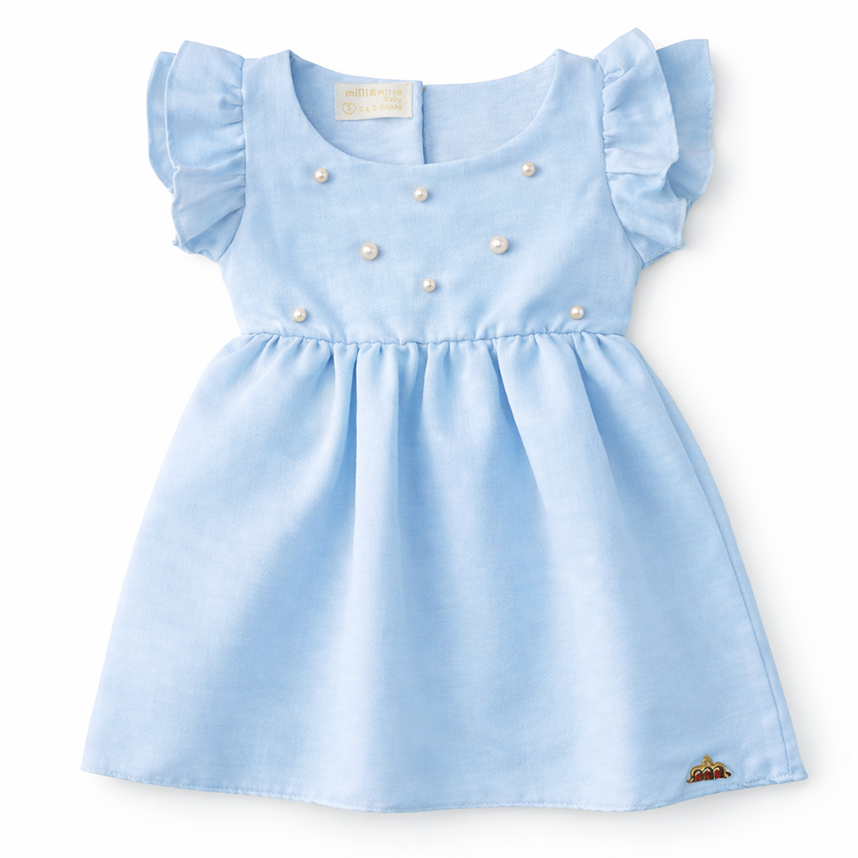 Vestido Infantil Milli Nina Cavado Bordado Pérolas