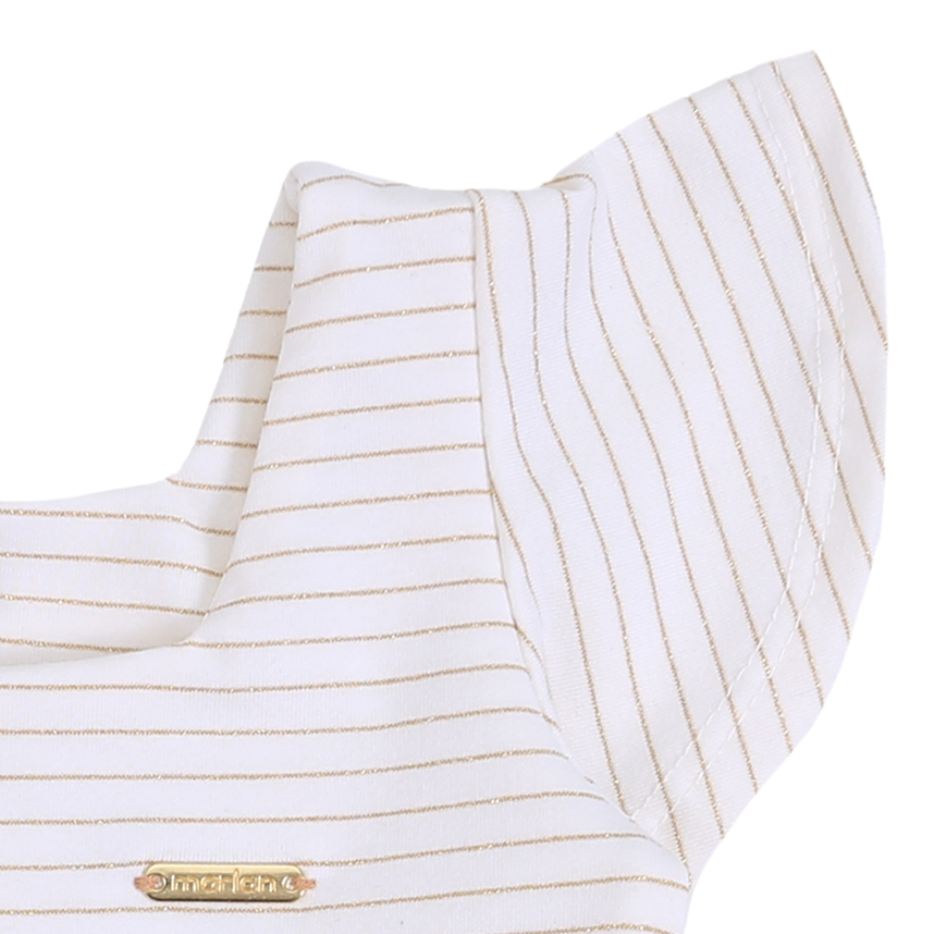 Vestido Bebê Marlan Cavado Decote Quadrado Fio Lurex