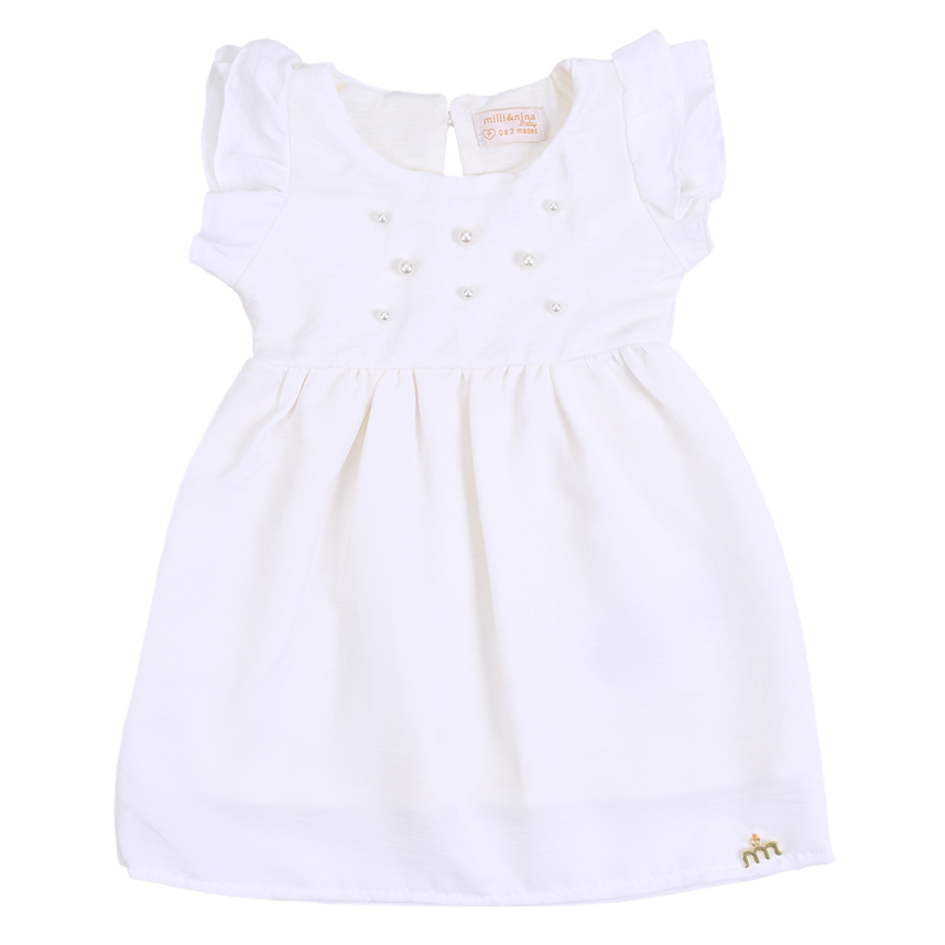 Vestido Bebê Marlan Cavado Pala Bordado Pérolas