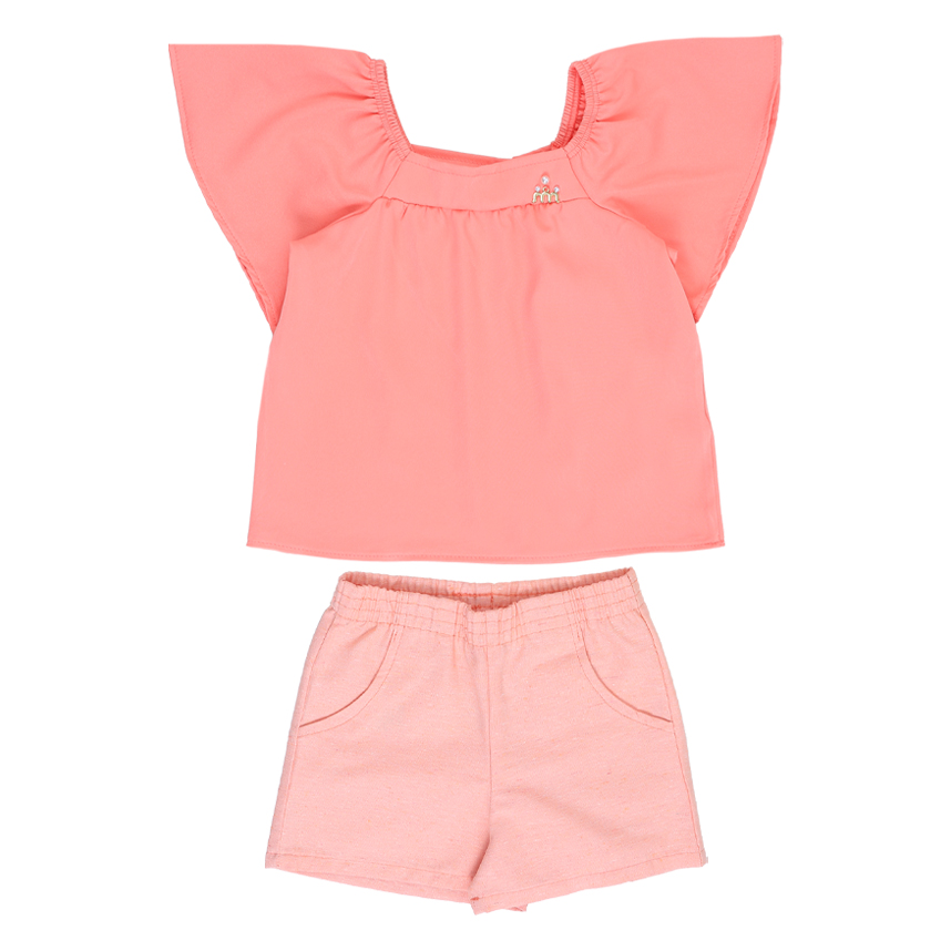 Conjunto Infantil Milli Nina Blusa Peplum Cavada E Short