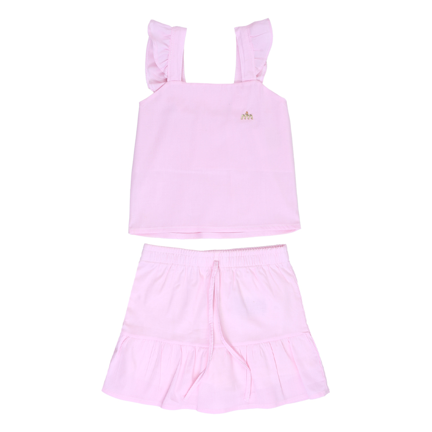 Conjunto Infantil Milli Nina Blusa Manga Babado E Saia