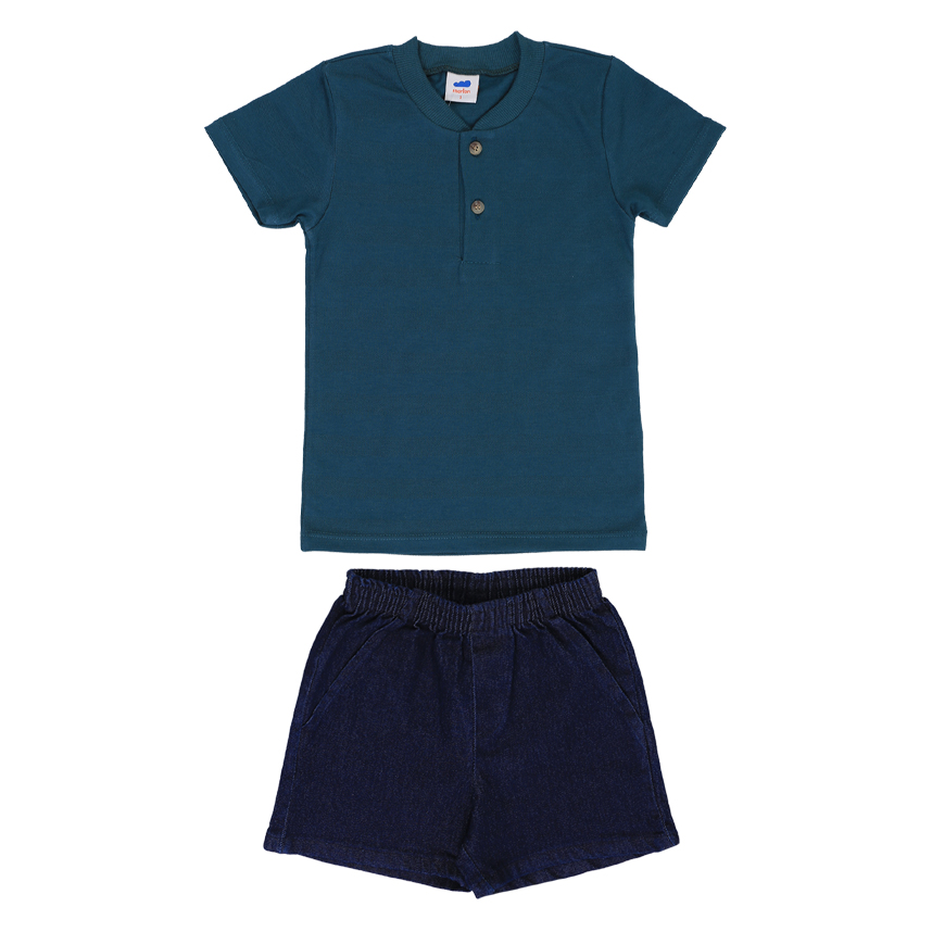 Conjunto Infantil Marlan Camiseta Malha Trabalhada E Bermuda