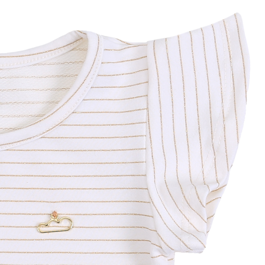 Blusa Bebê Marlan Manga Curta Fio Lurex Detalhe Pingente
