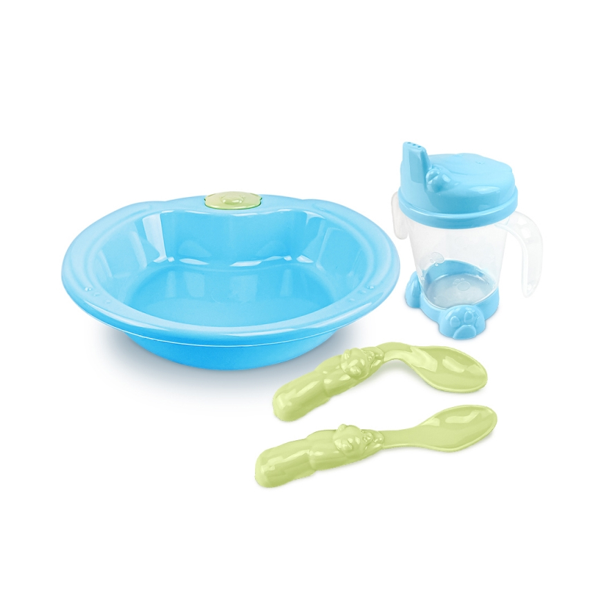 Kit Alimentação Cajovil Adoleta Bebê Azul 4 Peças