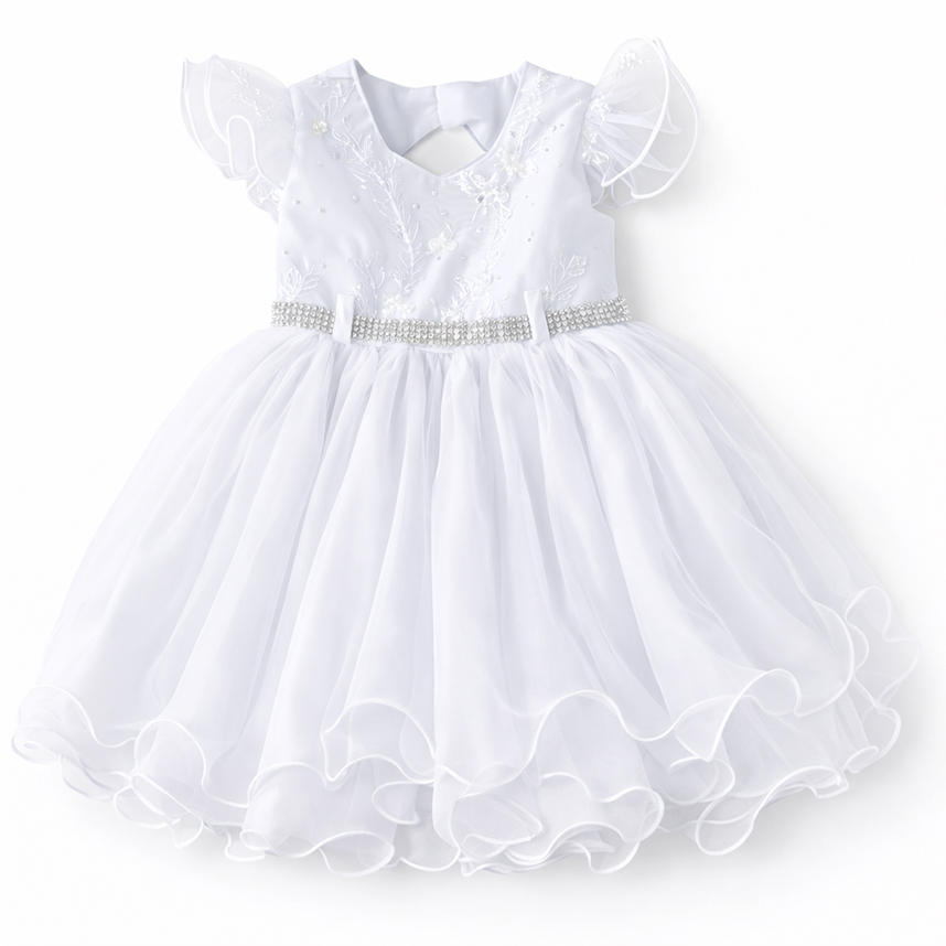 Vestido Tule  Bebê Menina Bonita Pala Bordado