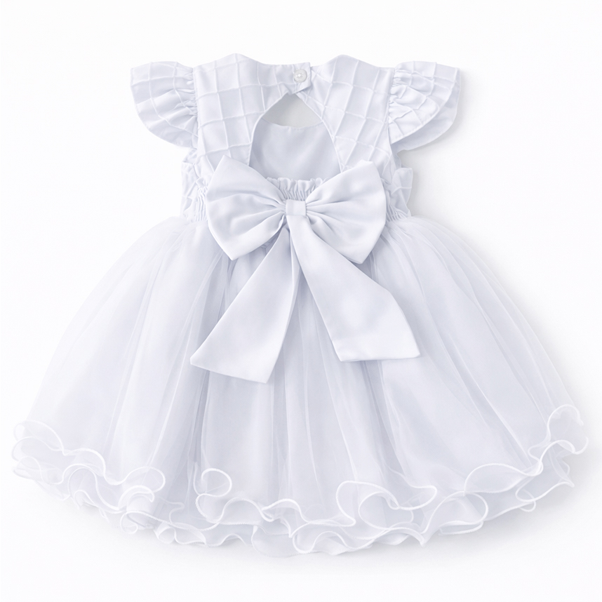 Vestido Tule Bebê Menina Bonita Aplicação De Flores
