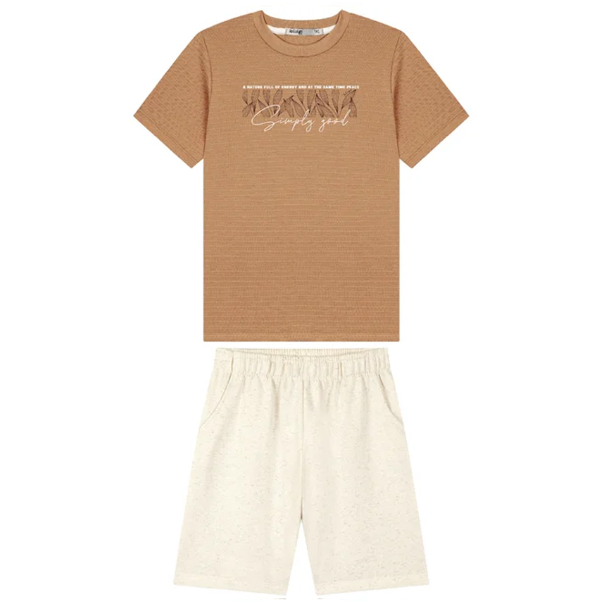 Conjunto Juvenil Ioluigi Camiseta malha Piquet E Bermuda