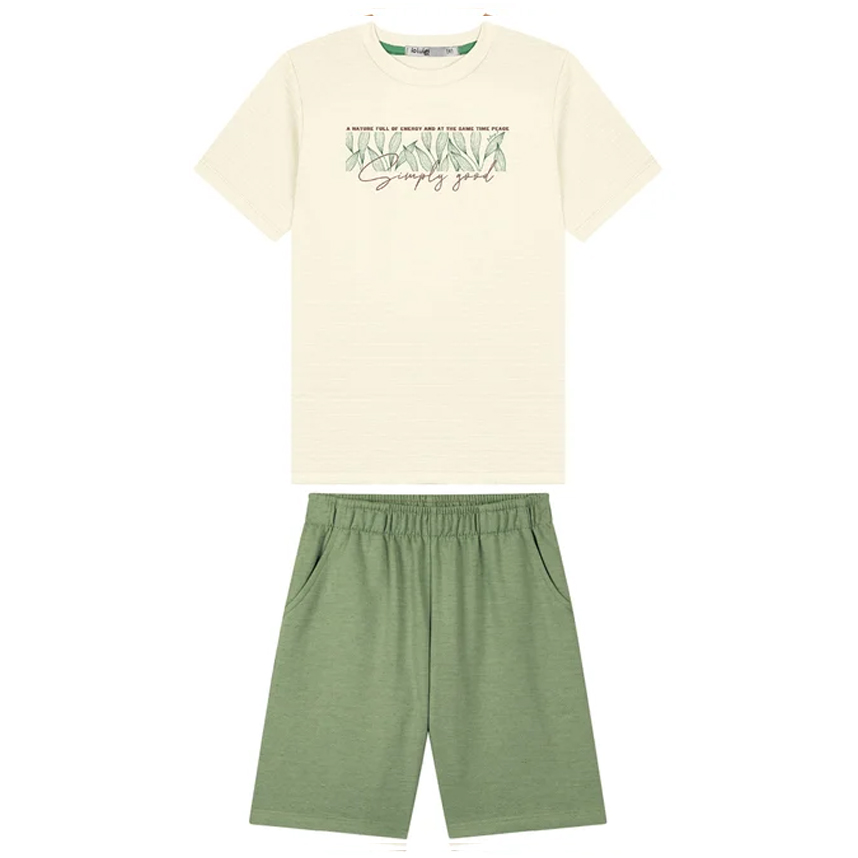 Conjunto Juvenil Ioluigi Camiseta malha Piquet E Bermuda