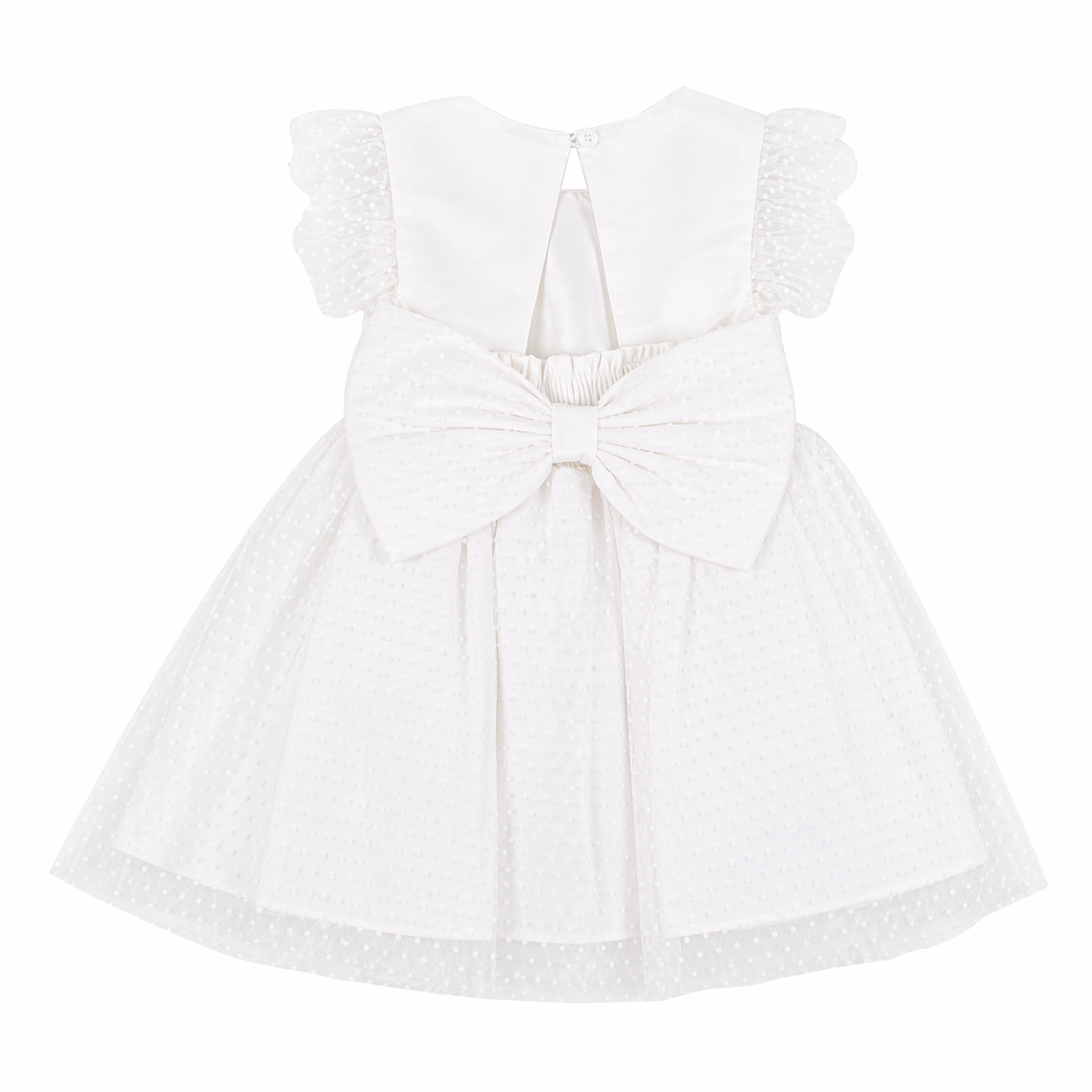 Vestido Tule Infantil Cattai Bordado Poá E Pérolas