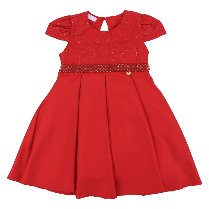 Vestido Infantil Cattai Pala Bordado Lantejoulas