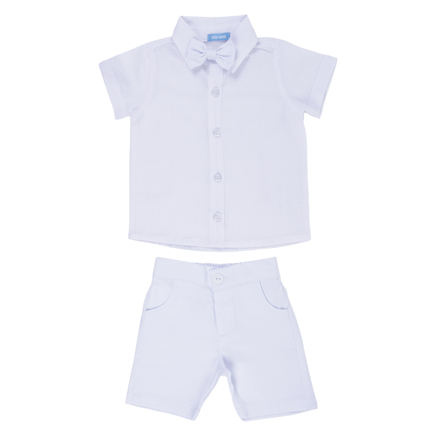 Conjunto Bebê Din Don Camiseta Manga Curta Gravata E Bermuda
