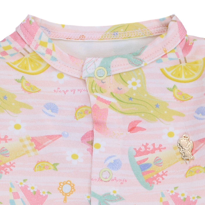 Macacão Bebê Presente De Anjo Com Botão Estampa Cítrica Macacão Bebê Presente De Anjo Com Botão Estampa Cítrica