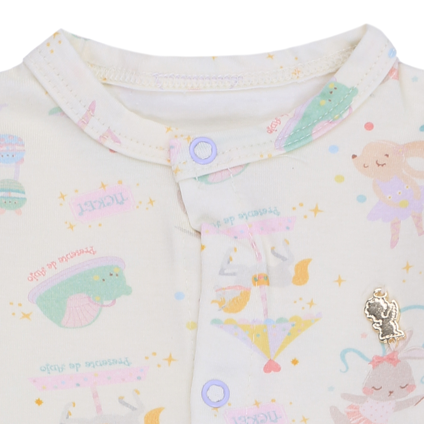 Macacão Bebê Presente De Anjo Com Botão Estampa Circo Macacão Bebê Presente De Anjo Com Botão Estampa Circo