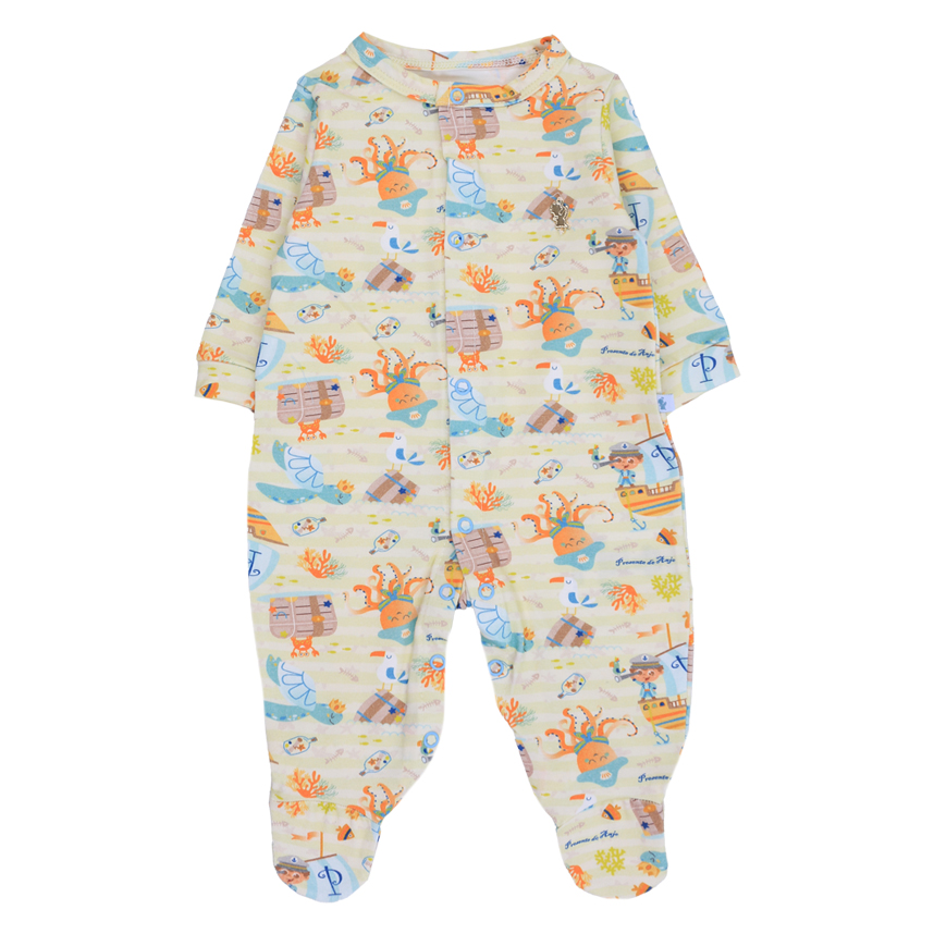 Macacão Bebê Presente De Anjo Com Botões Fundo Do Mar