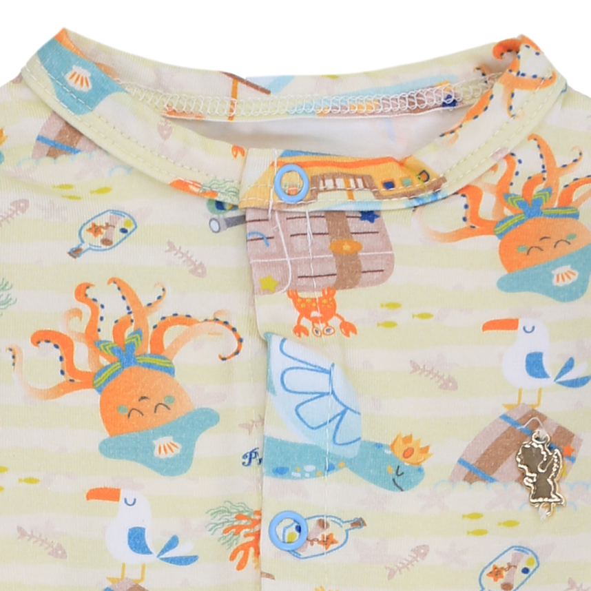 Macacão Bebê Presente De Anjo Com Botões Fundo Do Mar Macacão Bebê Presente De Anjo Com Botões Fundo Do Mar