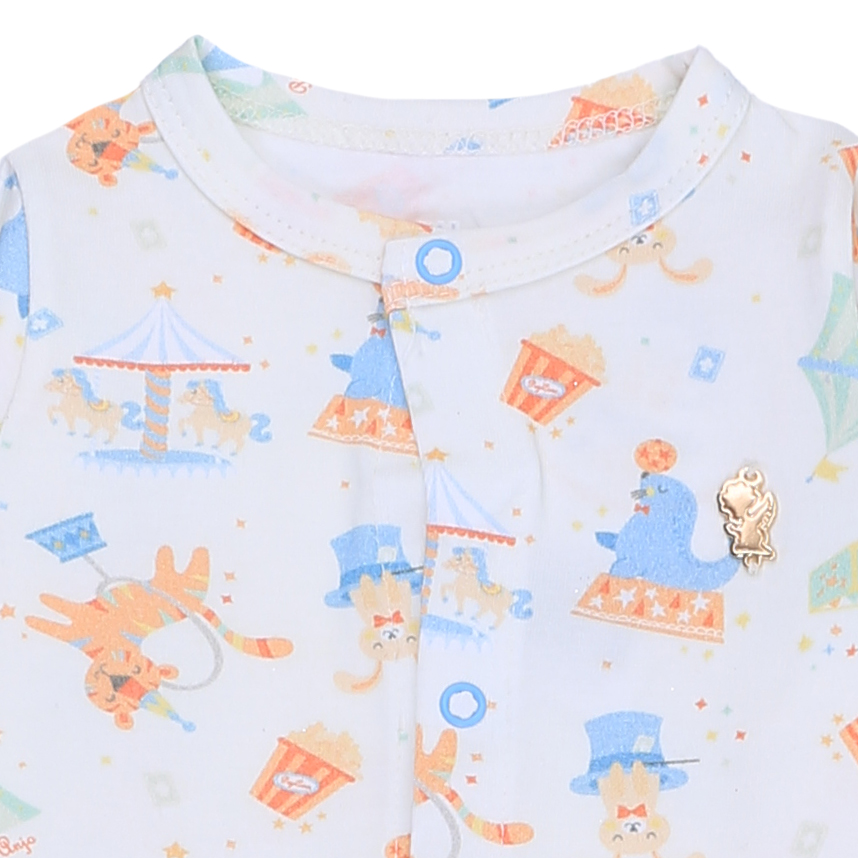 Macacão Bebê Presente De Anjo Com Botão Estampa Circo Macacão Bebê Presente De Anjo Com Botão Estampa Circo