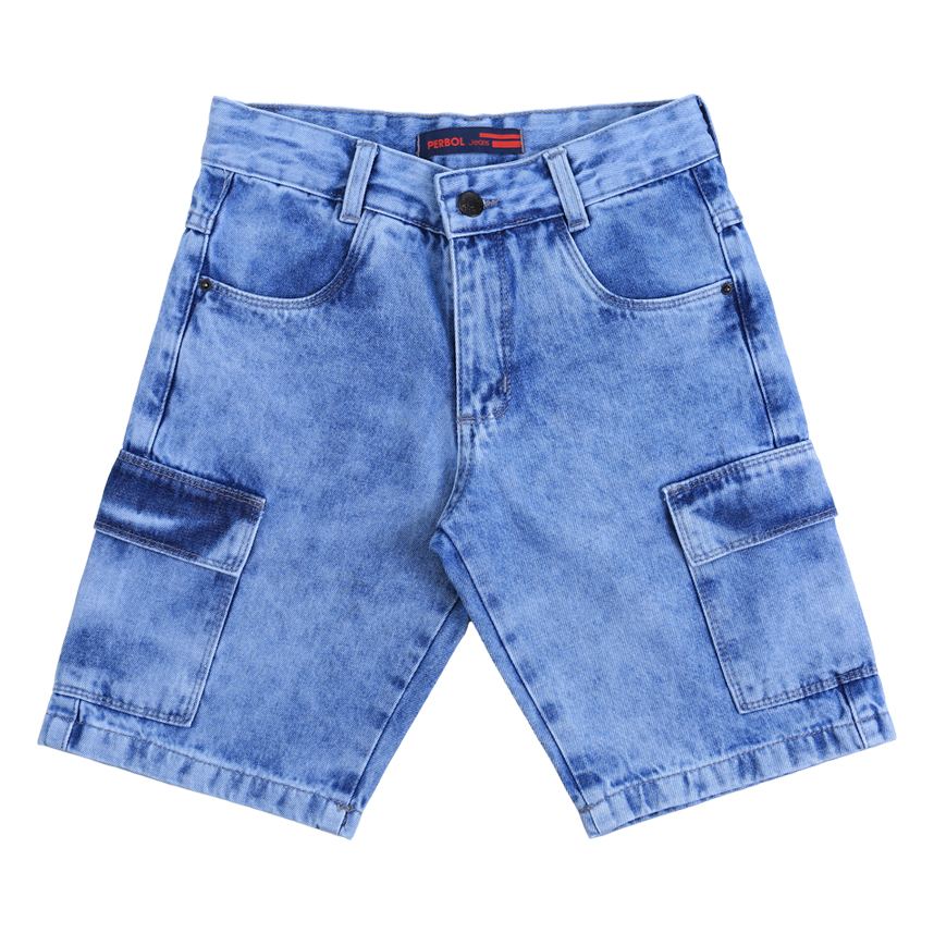 Bermuda Jeans Infantil Perbol Com Bolsos Cargo