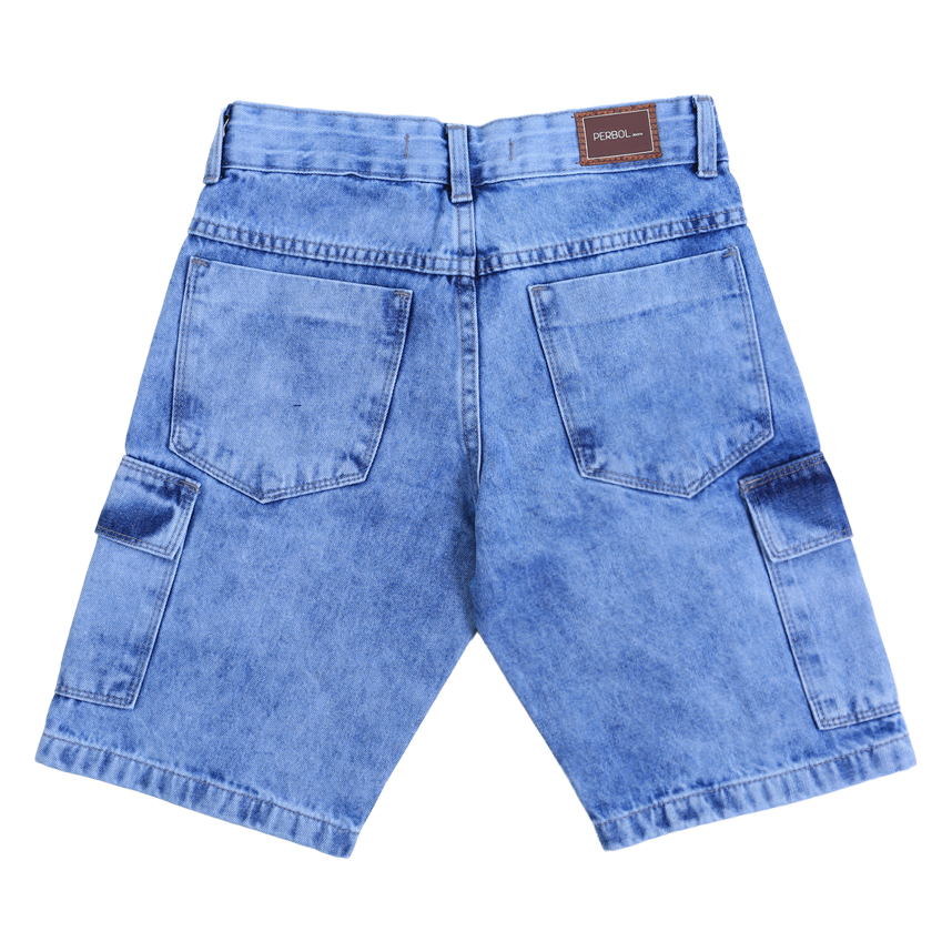 Bermuda Jeans Infantil Perbol Com Bolsos Cargo