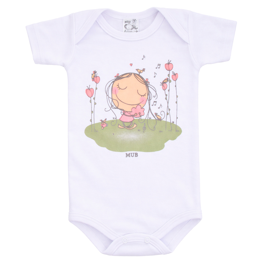 Kit Body Bebê Manga Curta Estampa Safari, Coelho 3 Peças