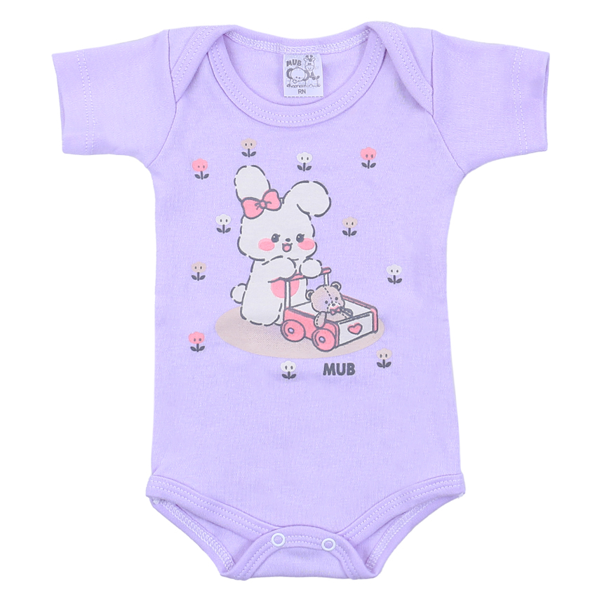 Kit Body Bebê Manga Curta Estampa Ursinhos 3 Peças