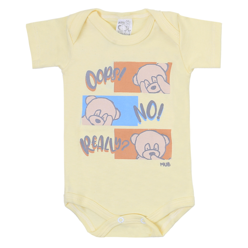 Kit Body Mub Manga Curta Estampa Ursinhos 3 Peças