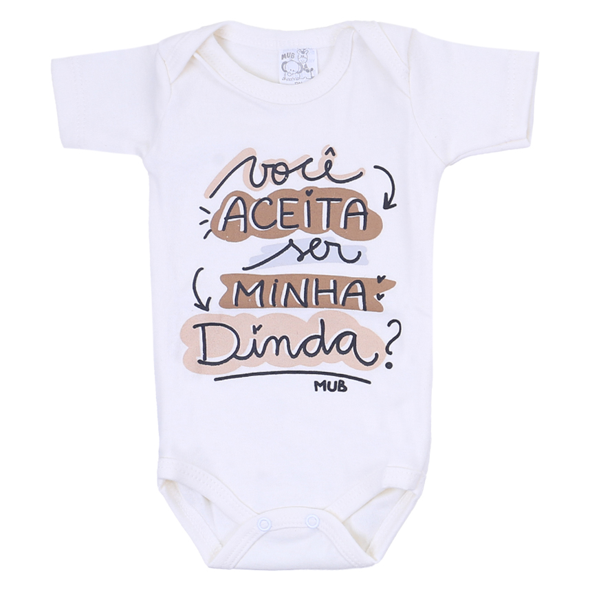 Kit Body Mub Manga Curta Estampa Frases 3 Peças
