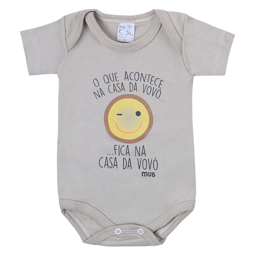 Kit Body Mub Manga Curta Estampa Frases 3 Peças