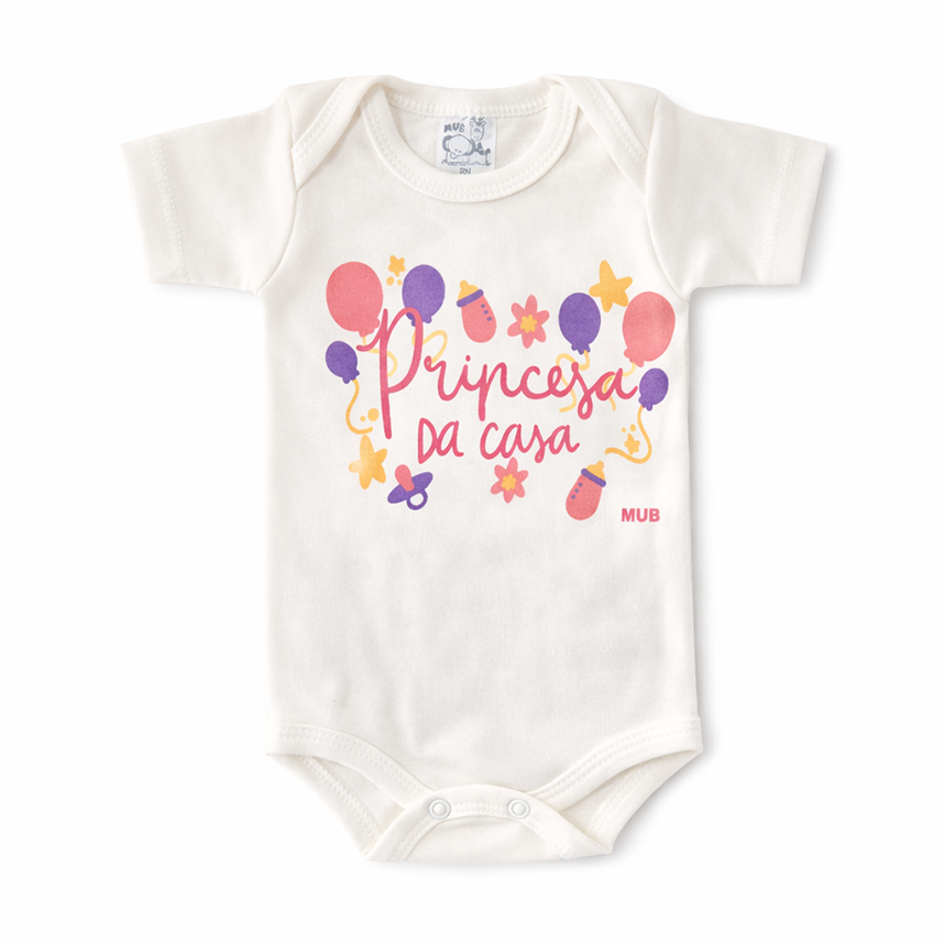 Kit Body Bebê Mub Estampa Princesa da Casa 3 Peças