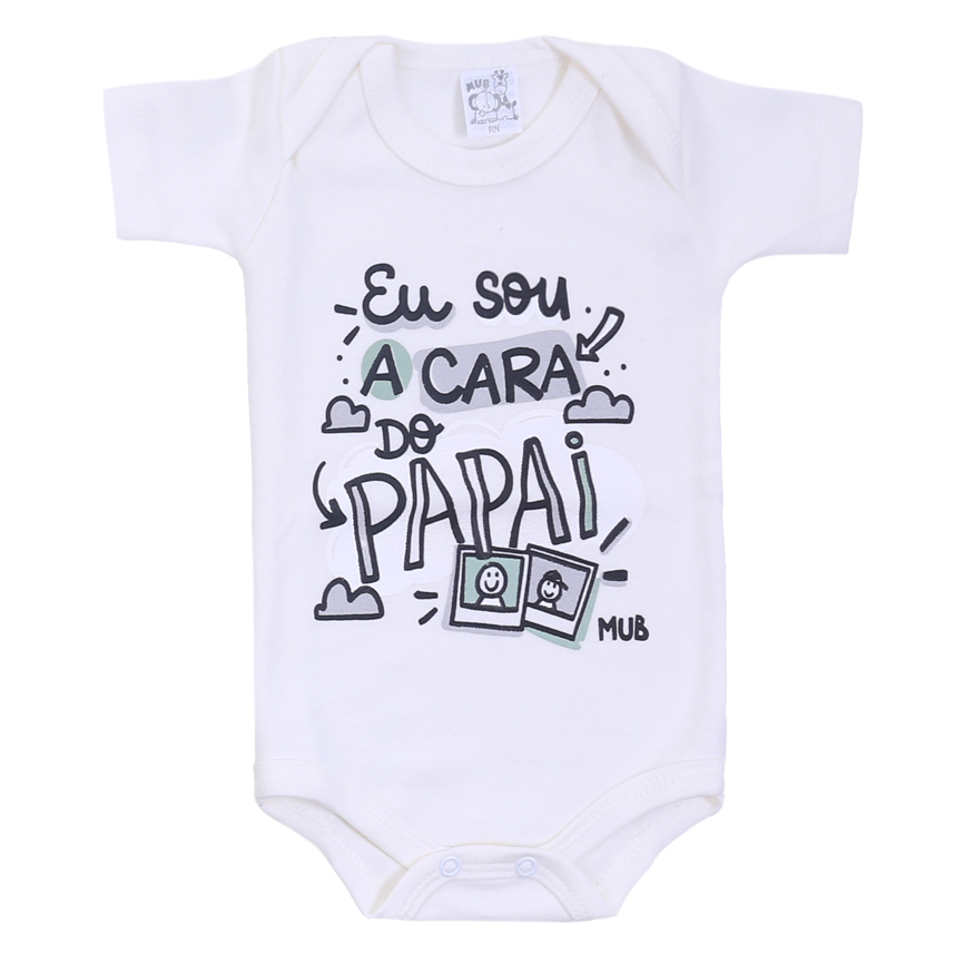 Kit Body Mub Manga Curta Frase Pai Mãe Relógio  3 Peças