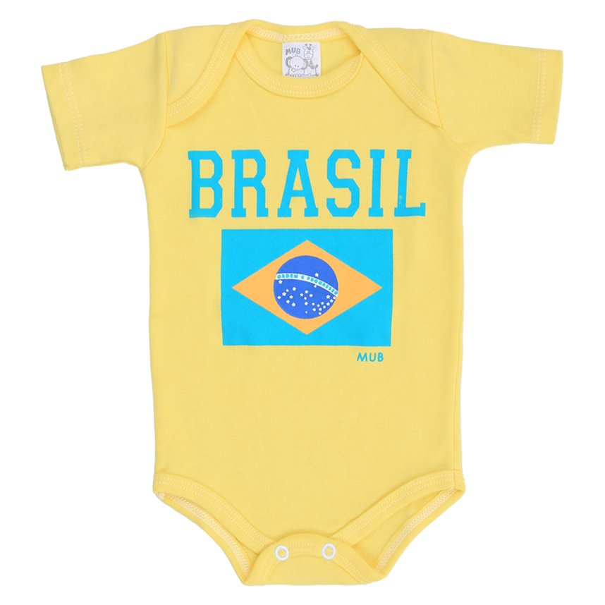 Kit Body Mub Manga Curta Estampa Copa Do Mundo 3 Peças