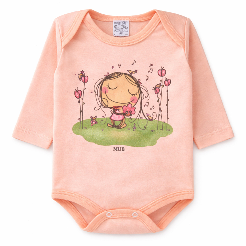 Kit Body Bebê Manga Longa Estampa Safari, Coelho 3 Peças